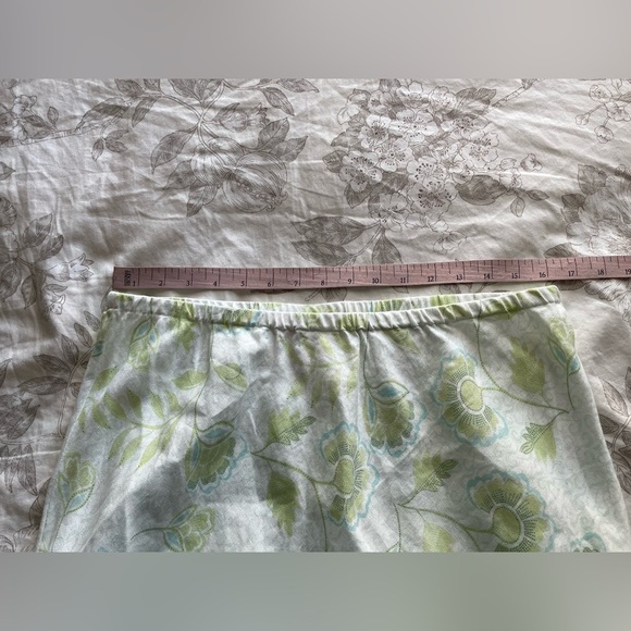 Vintage Linen Pastel Green Floral Pull On Skirt 14 Cottagecore Fairy Feminine - Picture 4 of 6